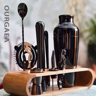 Sg Seller OURGAEA Brand American Jazz Black Bartender Set Wooden Frame Bar Tool Two-Stage Shaker 888