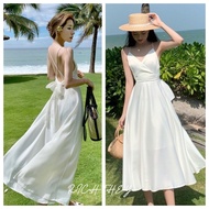 RICH-THEY White 2-Piece Beach Dress Women's Fashion Sexy Long Backless Dress