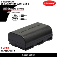 I-Discovery LP- E6 Rechargable Lithium Battery with USB C for Canon EOS 5D Mark III, EOS 5D Mark II, EOS 6D, EOS 7D Mark II, EOS 7D, EOS 70D, EOS 60D