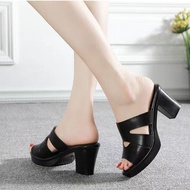 HShop Lightweight PU Women's Sandals with cut-out straps on both sides, 3 centimeters, 5 centimeters