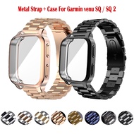 Garmin Venu Sq 2 music GPS Smartwatch Metal Stainless Steel Strap Garmin Venu Sq music GPS Smart Watch Protective Case + Replacement Bracelet