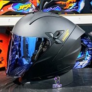 JPX NOVA X V2 SOLID BLACK DOFF HALF FACE DOUBLE VISOR ORIGINAL SNI DOT HELMET