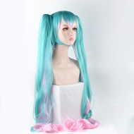 การ์ตูน Vocaloid วิกผมคอสเพลย์ Hatsune Miku ขนวิกผมเปียสีเขียวยาว110ซม. วิกผมสีชมพูสีฟ้าไล่ระดับสีซากุระพร้อมวิกผมวิกผมสังเคราะห์ทนความร้อนได้ตาข่าย