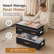 Oxford Cloth Storage Box Large Capacity 80L Foldable Storage Box with Lid Anti-dust Bed Under Storag