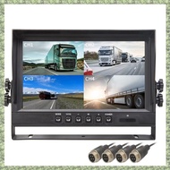 (K T) 9" LCD Car Monitor 4 Channels 4CH Quad Split Screen Display for Car Truck Reversing Camera