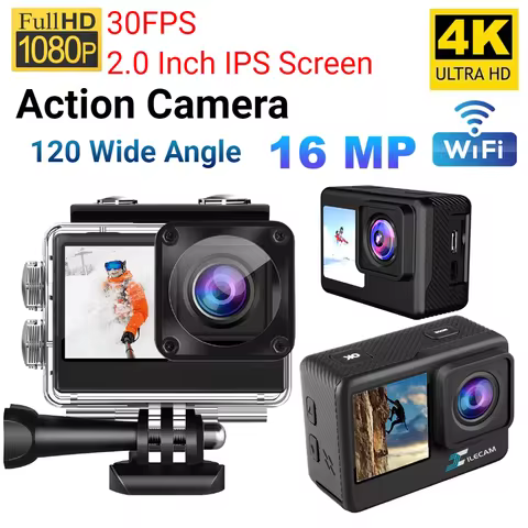 4K UHD Action Camera 1080P 30FPS 2.0 Inch IPS Screen Bicycle Video Recording Camera Anti-Shake Under