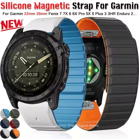 22/26mm Magnetic Silicone Strap For Garmin Fenix 7 7x 6 6X Pro 5X 5 Pro Quick Fit Bracelet For Gen 2