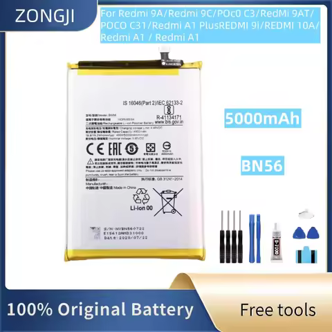 New Battery BN56 5000mAh Battery For Mi Redmi 9A/9C/POCO C3/RedMi 9AT/POCO C31/ REDMI 9i /REDMI 10A 