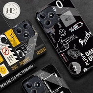 Latest Realme C53 Glass Softcase Motif [AESTHETIC BLACK] Cellphone Casing - Cellphone Protector - Ce