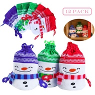 BESTOYARD 12pcs Christmas Plush Drawstring Candy Bag Gift Pouch Christmas Holiday Decorative Supplie