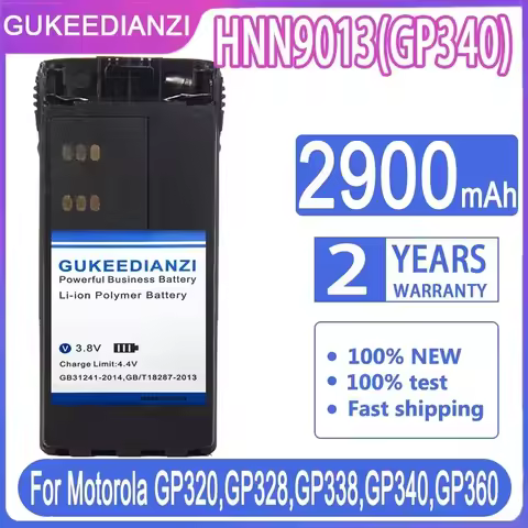For Motorola GP320, GP328, GP338, GP340, GP360, GP380, HNN9013(GP340), 2900mAh Walkie Talkie Battery
