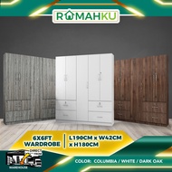6X6FT (3+2) DOORS WARDROBE WITH SHELF / almari baju /kabinet baju / almari baju budak /wardrobe clot