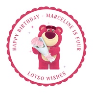 Round Birthday Sticker - lotso