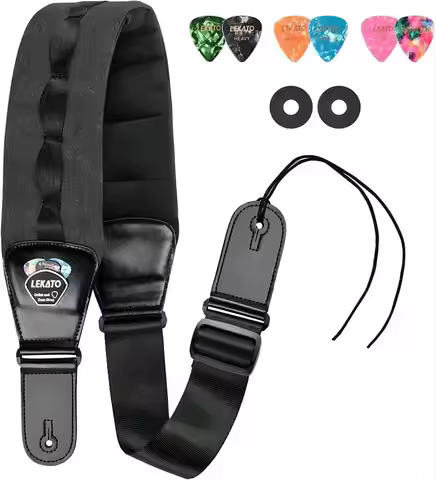 LEKATO Bass Guitar Strap for Bass Electric Guitar with 3.5 Wide Thickened Foam Bass Strap Padded Bas