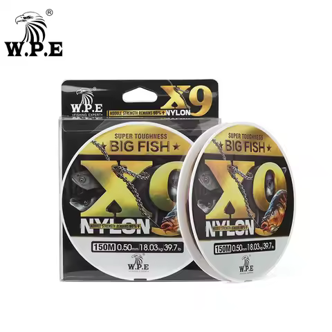W.P.E X9 NYLON Fishing Line 150m/300m Cod Fish Big Fish Nylon Line 0.25mm-0.50mm 11.9lb-39.7lb Bass 