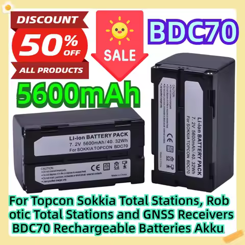 For Topcon Sokkia Total Stations, Robotic Total Stations and GNSS Receivers 5600mAh BDC70 Rechargeab