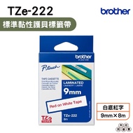 Brother TZe-222 9mm Shellfish Original Label with Red Letters on White Background