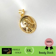 Virgin Mary Pendant Cross Pendant Christian Pendant Genuine Gold Light 375