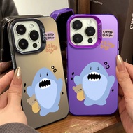 Hand Drawn Cute Little Shark Phone Case Compatible for IPhone 11 12 13 14 15 Pro Max X XR XS MAX 7/8 Plus Se2020 Luxury Hard Shockproof Case