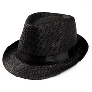 Nnuo Big sale🔥Unisex Hat Men Women Fedora Trilby Wide Brim Straw Cap Beach Sun Gentleman Adlut