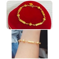 999 SILVER BAMBOO CHAIN BRACELET/999 SILVER JEWELRY PLATED WITH GENUINE YELLOW GOLD/GT378
