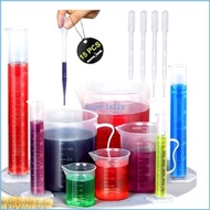 ESP 11Pcs Graduated Cylinders Beakers and Pipettes Set for School Science Labs Cylinders Beakers Pip