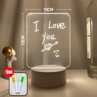 Rõ ràng Acrylic Night Light USB Eraseable Notepad Viết Ban Light Với DIY đánh bóng Bút Night Light