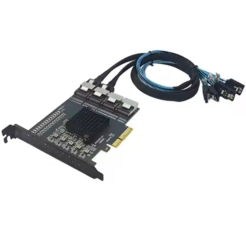 PCIE X4 to 16Port SATA3.0 6Gb Expansion Card PCI Express 4X to 4 Port MiniSAS SFF-8073 Riser Card + 