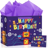 Bekalan Parti Hari Jadi Robot Beg Hadiah Robot dengan Kertas Pembungkus dan Kad Ucapan Hiasan Parti 