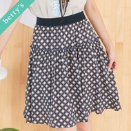 betty's (51) White Dot Blue Check Chiffon Skirt (Blue)