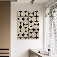 Artistic minimalist black and white canvas wall painting - 60 x 90 cm