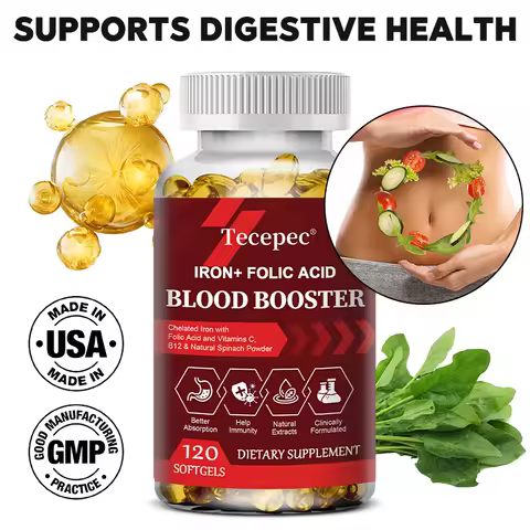 With Iron + Folic Acid, Vitamin C, B12, Blood Booster, Supports Energy, Hemoglobin & Immunity, 120 C