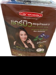 ( 1กล่อง = 12 ซอง ) Carebeau hair color shampoo แคร์บิว แฮร์คัลเลอร์แชมพู แชมพูปิดผมขาว 12 ซอง (น้ำตาลอ่อน)