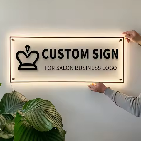 Custom Business Logo Acrylic signs 3D Beauty Nails Salon Hair Studio Signage Backlit Signs Custom Co