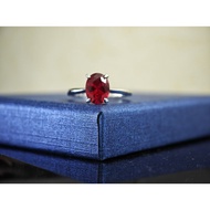 Lab Grown Pigeon Blood Ruby Ring Diamond Positive OVAL 100% Sterling S925 Emerald Female Ring Fine J
