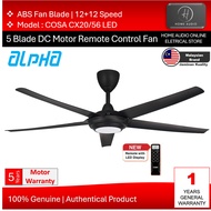 Alpha COSA CX20 LED 56 Inchies DC Motor Ceiling Fan with Remote Control [Colour : Matt Black]