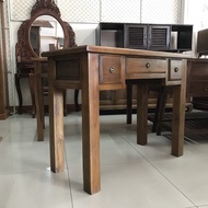 โต๊ะทำงาน โต๊ะวางของไม้สักสีเสี้ยนดำ สูง 80 ซม. มีลิ้นชักเก็บของ 3 ช่อง โต๊ะวางทีวี งานช่างบ้านถวาย