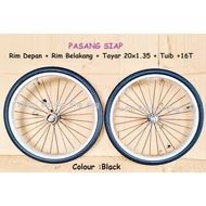 20x1.35 28Holes PASANG SIAP rim - rim 20" basikal , tayar 20x1.35 dan tuib . Terus pasang kat tayar 