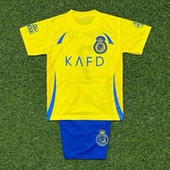 SETELAN BAJU BOLA ANAK AL NASSR KUNING / SETELAN BAJU BOLA RONALDO AL NASSR Cod