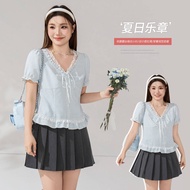 plus size shirt for women XL-5XL big size blouse top for lady blue plaid shirts top 24PS817