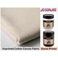 [SG]  Unprimed Cotton Canvas Fabric, Jo Sonja Artists' Mediums - Gesso Primer 250ml (Black or White)