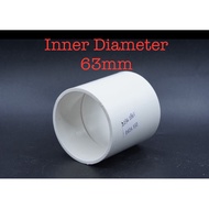White Fitting Sock Sok Straight Inner Diameter 63mm 63 mm for PVC Pipe 2-1/ 4 inch Hydroponic Connec
