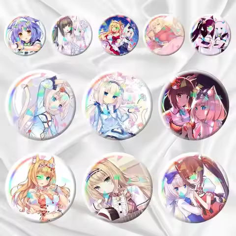 Nekopara Anime Girl Game 75mm 44mm 25mm Accessories Toys Badge Brooch Backpack Hat Pins