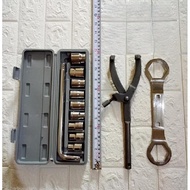 Clutch Nut Wrench Bundle 39-41 + Socket Wrench Set 10 Pcs 8-24 mm + Universal CVT Tracker