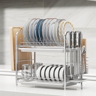 ST/🪁DELWINS304Stainless Steel Dish Rack Draining Rack Kitchen Storage Rack Draining Dish Dinnerware Rack Multifunctional