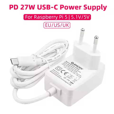 Raspberry Pi 5 5.1V 5A Power Supply PD 27W USB Type C Charger EU US UK Plug Power Adapter for Raspbe