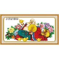 Embroidered painting of Maitreya Buddha holding a fan