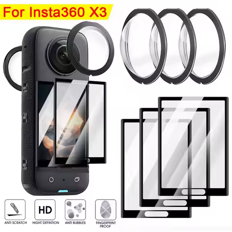 For Insta360 X3 Tempered Glass Screen Protectors HD Clear Lens Films for Insta 360 X3 Camera Full Co