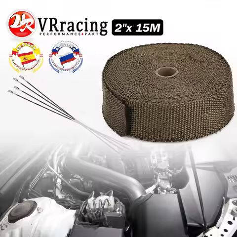 VR -2"X15meter TITANIUM TURBO MANIFOLD HEAT EXHAUST THERMAL WRAP TAPE + 6PCS STAINLESS TIES VR1915T