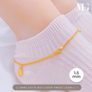 Merlin Goldsmith 22K 916 Gold (1.5mm) Solid Box Chain Anklet (6GM+/-)